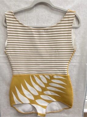 Seea Lido Gold Leaf One-Piece Swimsuit,  Size Large